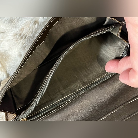 Celine Beige Macadam Canvas w/ Croc Embossed Leather French long Wallet-rare - Picture 16 of 16